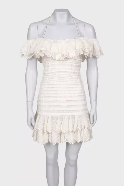 White dress with ruffles