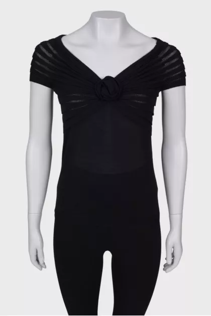 Black draped T-shirt