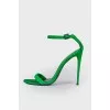Suede green stiletto sandals