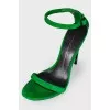 Suede green stiletto sandals
