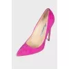Pink suede pumps