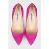 Pink suede pumps