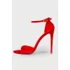 Red suede leather sandals
