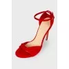 Red suede leather sandals