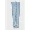 Blue peep toe over the knee boots