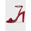 Red suede heeled sandals