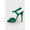 Textile green stiletto sandals