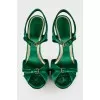 Textile green stiletto sandals