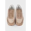 Suede sneakers in beige