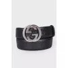 Leather belt with brand logo