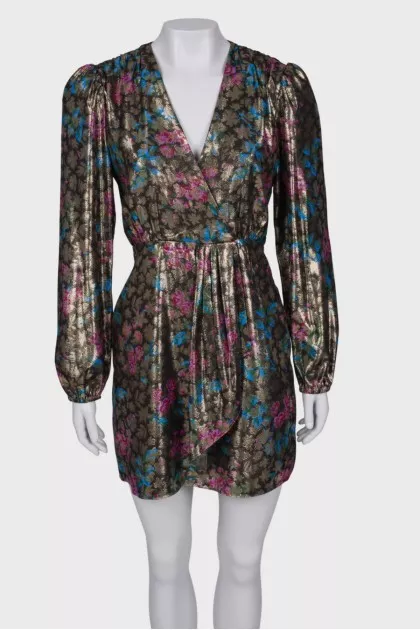 Golden floral print dress