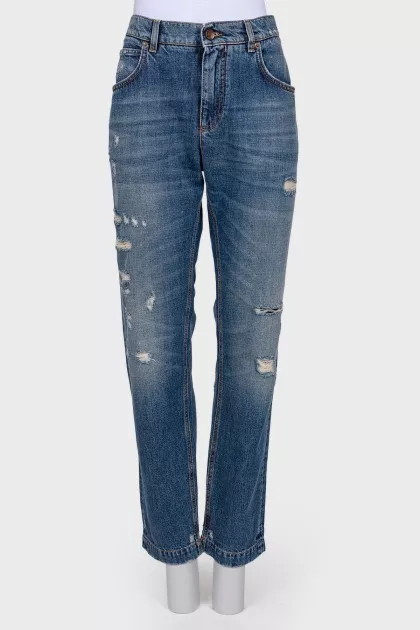 Boyfriend jeans with gold appliqué