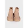 Beige textile sneakers with tag