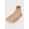 Beige textile sneakers with tag