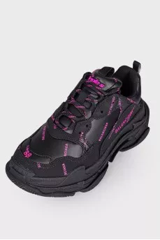 Black chunky sole sneakers with tag