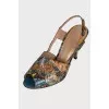Multicolor embossed sandals