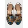 Multicolor embossed sandals