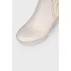 White knitted shin boots