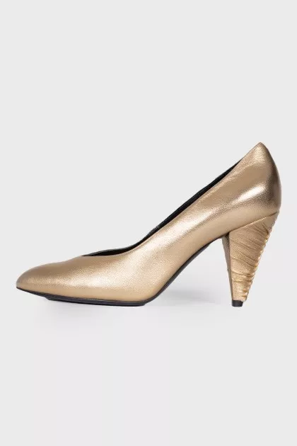Золотисті туфлі Creased Heel Pump 85