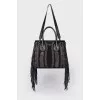 Suede bag with long fringes