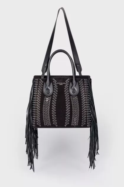 Suede bag with long fringes