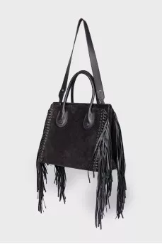 Suede bag with long fringes