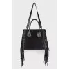 Suede bag with long fringes