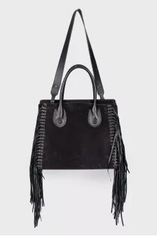Suede bag with long fringes