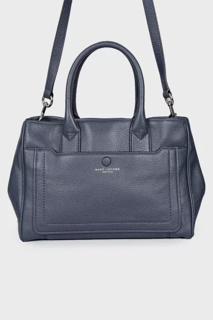 Black and blue leather bag