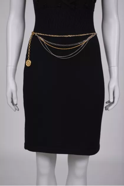 Gold and silver chain belt with medallion