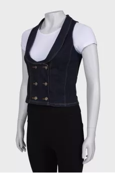Denim double-breasted vest