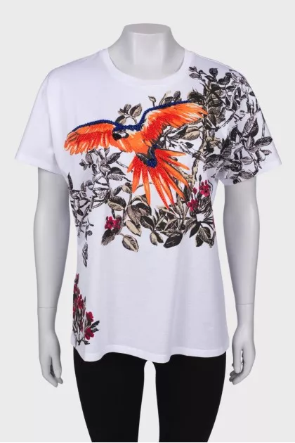 T-shirt with print and beads