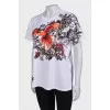 T-shirt with print and beads