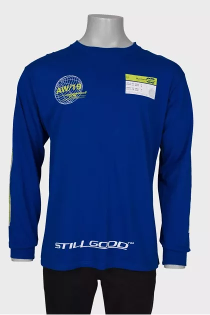 Men's blue printed jumper