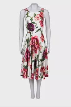 Viscose dress with flowers, with tag