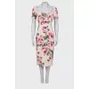 Pink viscose dress with flowers and tag