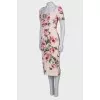 Pink viscose dress with flowers and tag