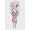 Pink viscose dress with flowers and tag