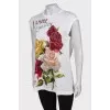 T-shirt with rose print, with tag