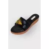 Platform flip flops with appliqué