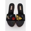 Platform flip flops with appliqué