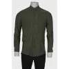 Men's green shirt with overlay fabric