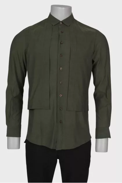 Men's green shirt with overlay fabric