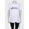 White printed T-shirt with tag
