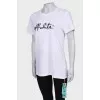 White printed T-shirt with tag