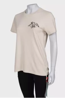 Beige printed T-shirt with tag