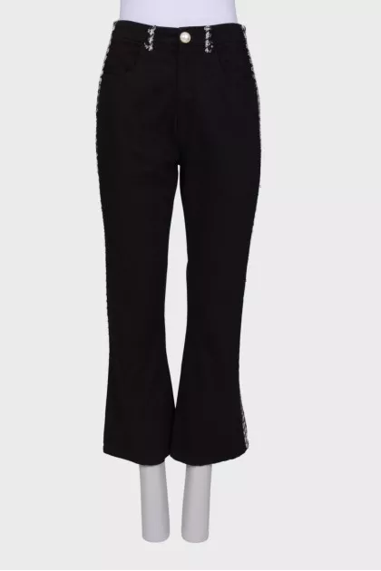 Jeans with stripes houndstooth
