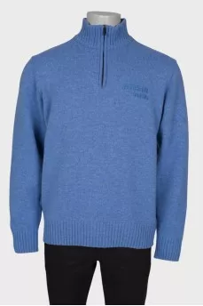 Men's wool blue turtleneck sweater