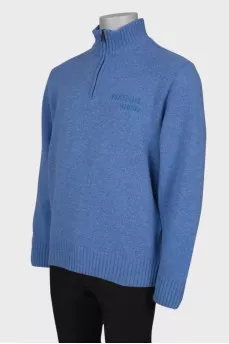 Men's wool blue turtleneck sweater