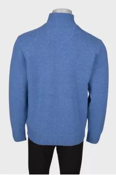 Men's wool blue turtleneck sweater